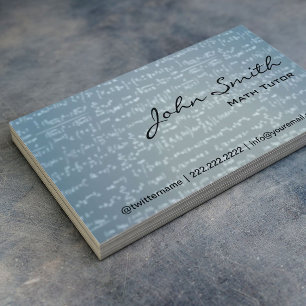 Light Blue Math Formulas Math Tutor Business Card