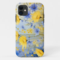 Light Blue Meadow with Delicate Wildflowers