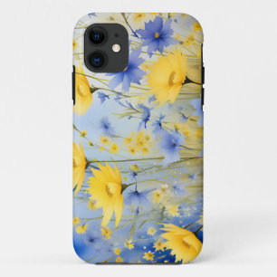 Light Blue Meadow with Delicate Wildflowers iPhone 11 Case