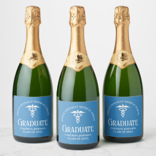 Light Blue Medical School Graduation Party Sparkling Wine Label