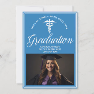 Light Blue Medical School Photo Graduation Party Invitation