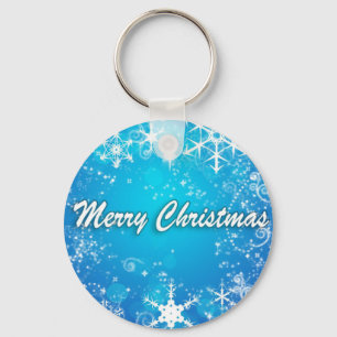 Light blue merry christmas key ring