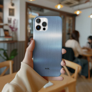 Light Blue Metallic Texture Stainless Steel Look  Case-Mate iPhone 14 Pro Case