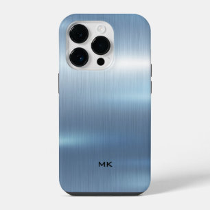 Light Blue Metallic Texture Stainless Steel Look iPhone 14 Pro Case