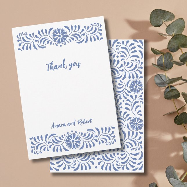 LIGHT BLUE MEXICAN TALAVERA THANK YOU CARD (Creator Uploaded)