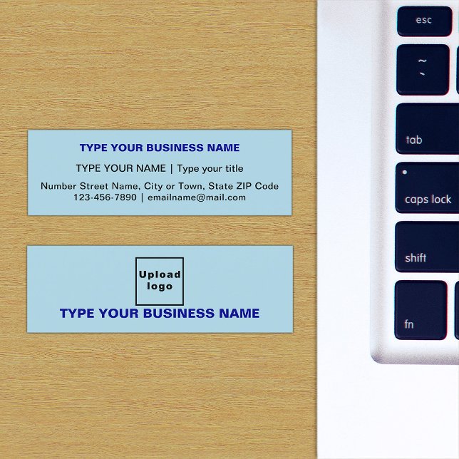 Light Blue Mini Business Card (The front and back of the light blue mini business card)