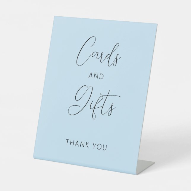 Light Blue Minimal Wedding Cards and Gifts Sign (Front)