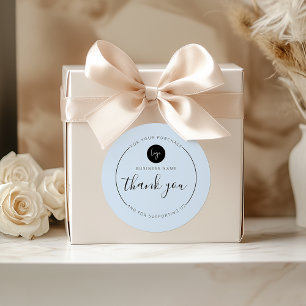 Light Blue Minimalist Aesthetic Thank You Circle Classic Round Sticker