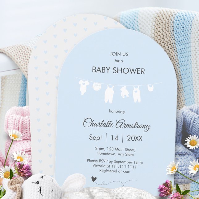 Light Blue Minimalist Arched Baby Boy Shower Invitation (Light Blue Minimalist Arched Baby Boy Shower Invitation ©Susanne Sachers - Sunny Mind 🌞)