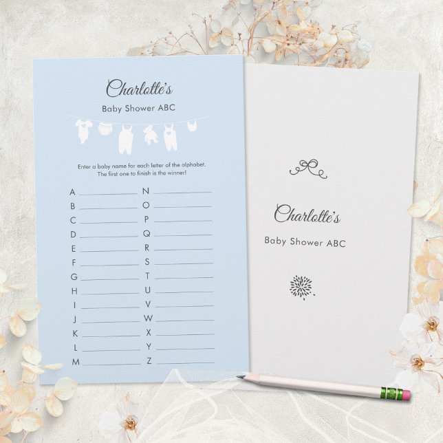 Light Blue Minimalist Baby Boy Shower ABC Game (Minimalist Light Blue Baby Boy Shower ABC Game ©Susanne Sachers - Sunny Mind 🌞)
