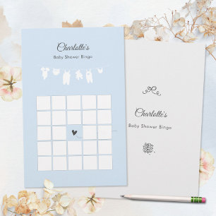 Light Blue Minimalist Baby Boy Shower Bingo Game
