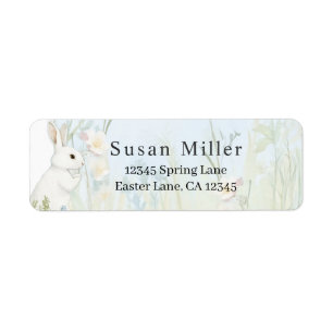 Light Blue Minimalist Easter Bunny  Return Address Label