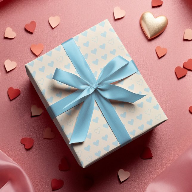 Light Blue Minimalist Geometric Heart Pattern Wrapping Paper (Creator Uploaded)