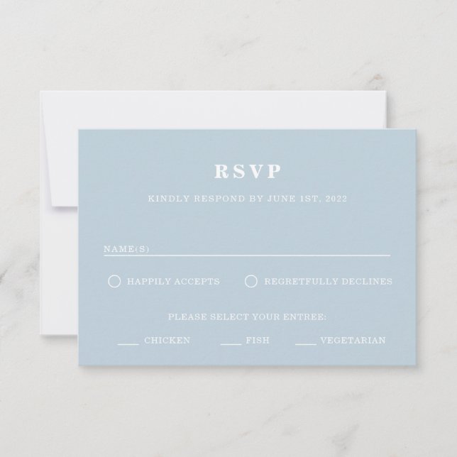 Light Blue Minimalist RSVP Wedding Response Card (Front)