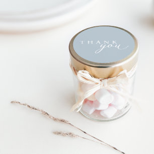 Light Blue Minimalist Script Thank You Stickers