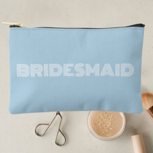 Light Blue Modern Typography Bridesmaid Accessory Pouch