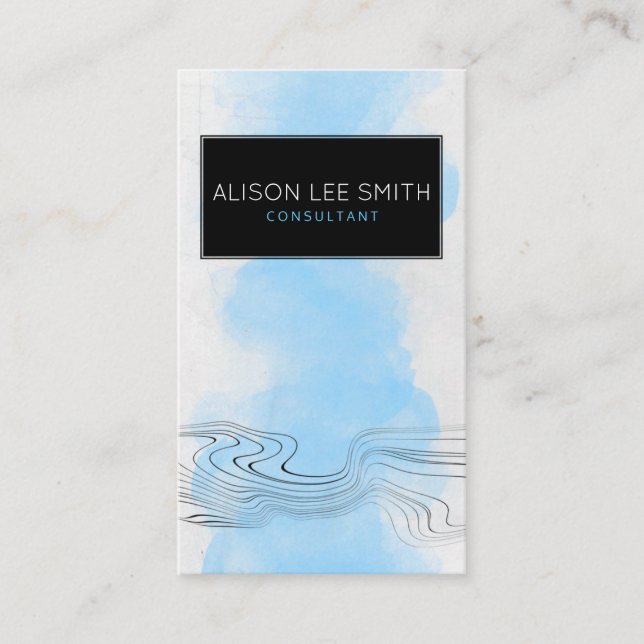 Light blue modern watercolor professional elegant business card (Front)