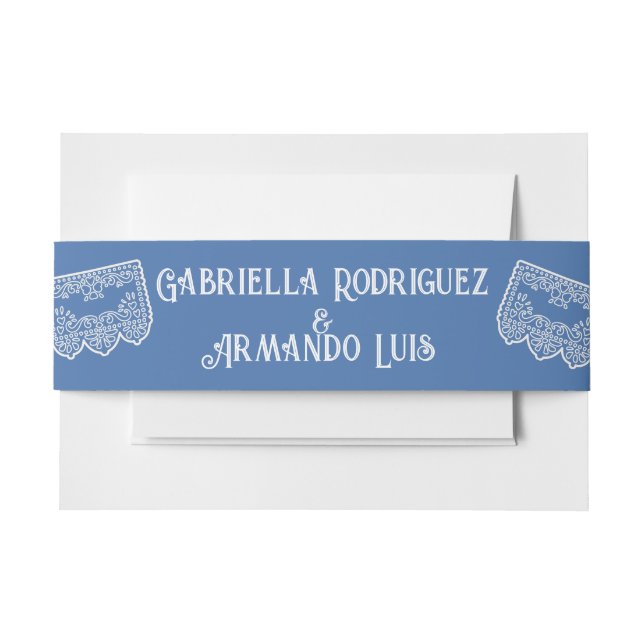 Light Blue Modern Wedding Belly Band Invitation Belly Band (Front Example)