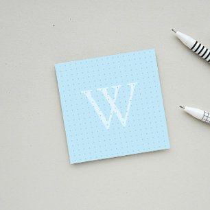 Light Blue Monogram Dot Grid Post-it Notes