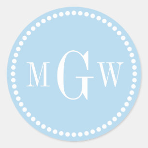Light Blue Monogram Envelope Seals Favour Tags