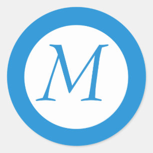 Light Blue Monogrammed Sticker