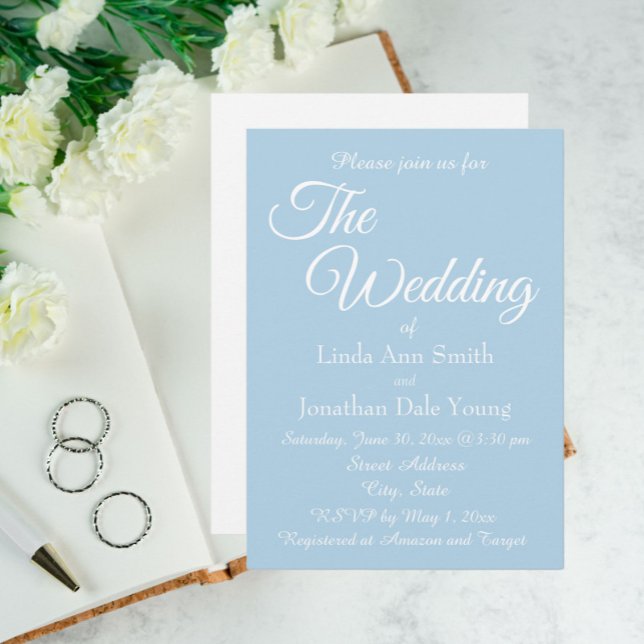 Light Blue Monotone Simple Style Wedding Invitation (In Situ Wedding)