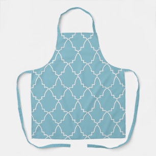 Light Blue Moroccan Lattice Pattern Apron