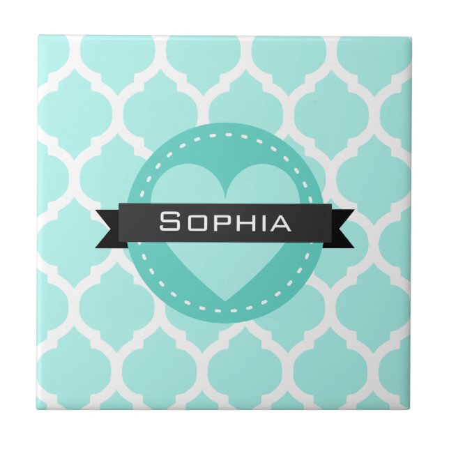Light Blue Moroccan Lattice Pattern Ceramic Tile (Front)
