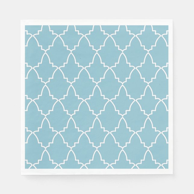 Light Blue Moroccan Lattice Pattern Napkin (Front)