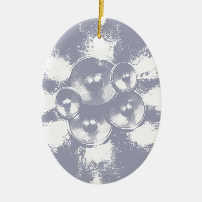 Light blue music speakers ceramic tree decoration (Front)