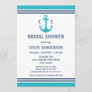Light Blue Nautical Bridal Shower Invitations