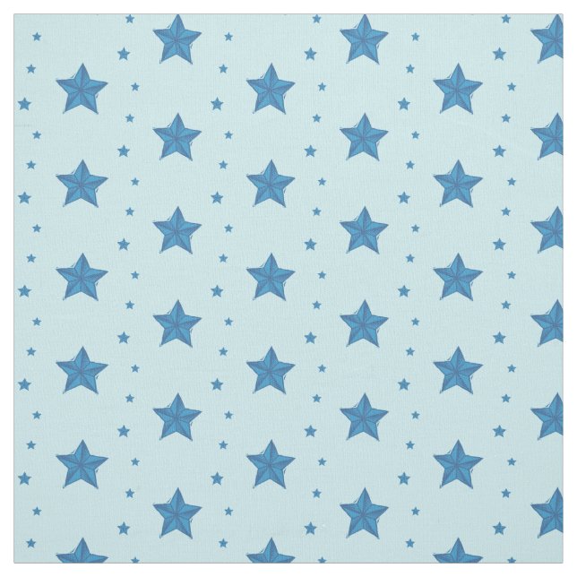 Light Blue Nautical Star Cotton Fabric by the Yard (Swatch)