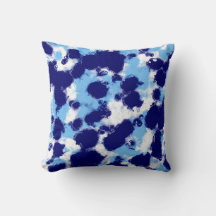 Light Blue, Navy and White Abstract Cushion