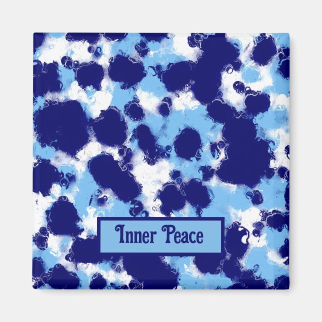 Light Blue, Navy and White Abstract Magnet (Front)