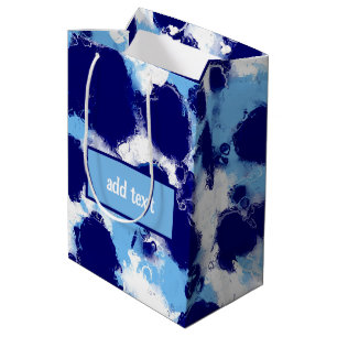 Light Blue, Navy and White Abstract Medium Gift Bag