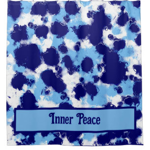 Light Blue, Navy and White Abstract Shower Curtain