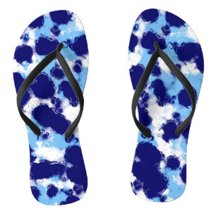 Light Blue, Navy and White Abstract Thongs