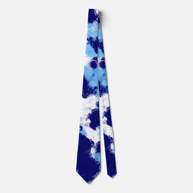 Light Blue, Navy and White Abstract Tie (Front)