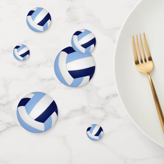 light blue navy blue volleyball kids sports party confetti (Group)