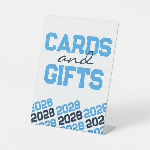 Light Blue & Navy Cards & Gifts Graduation Table Pedestal Sign