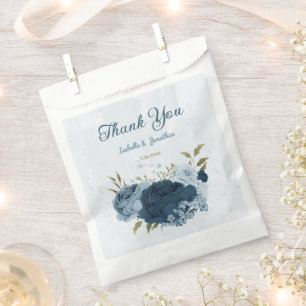 light blue navy flowers wedding  favour bag