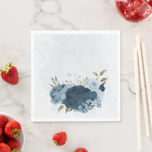 light blue navy flowers wedding napkin