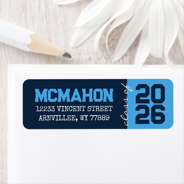 Light Blue & Navy Graduation Return Address Labels (Creator Uploaded)