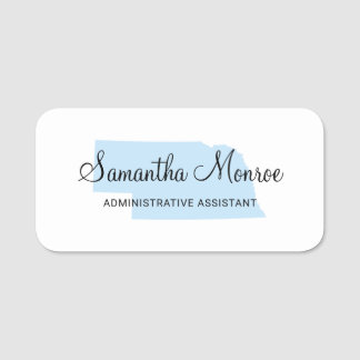 Light Blue Nebraska Name Tag