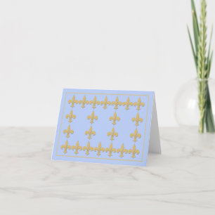 Light Blue Note Card with Gold Colour Fleur-de-Lis