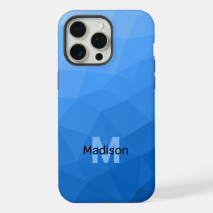 Light blue ombre geometric mesh pattern Monogram iPhone 15 Pro Max Case