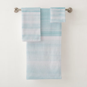 Light Blue Ombre Watercolor Bath Towels
