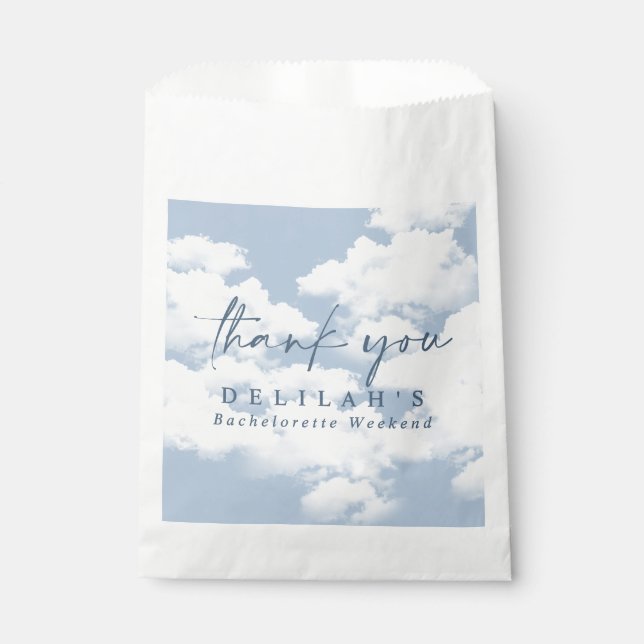 Light Blue "On Cloud Nine" Bachelorette Weekend Favour Bag (Front)