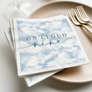 Light Blue "On Cloud Nine" Bachelorette Weekend Napkin