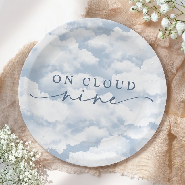 Light Blue "On Cloud Nine" Bachelorette Weekend  Paper Plate (Creator Uploaded)